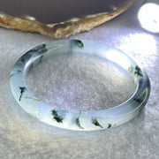 Translucent Grey with Green Piao Hua Sodium Feldspar Jade Bangle Internal Diameter 55.1mm 8.4 by 7.7mm (External Line) - Huangs Jadeite and Jewelry Pte Ltd