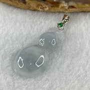 Natural Type A Semi Icy Lavender Jadeite Calabash Hulu Pendant in Stainless Steel Clasp 5.34g 33.6 by 17.8 by 6.2mm - Huangs Jadeite and Jewelry Pte Ltd