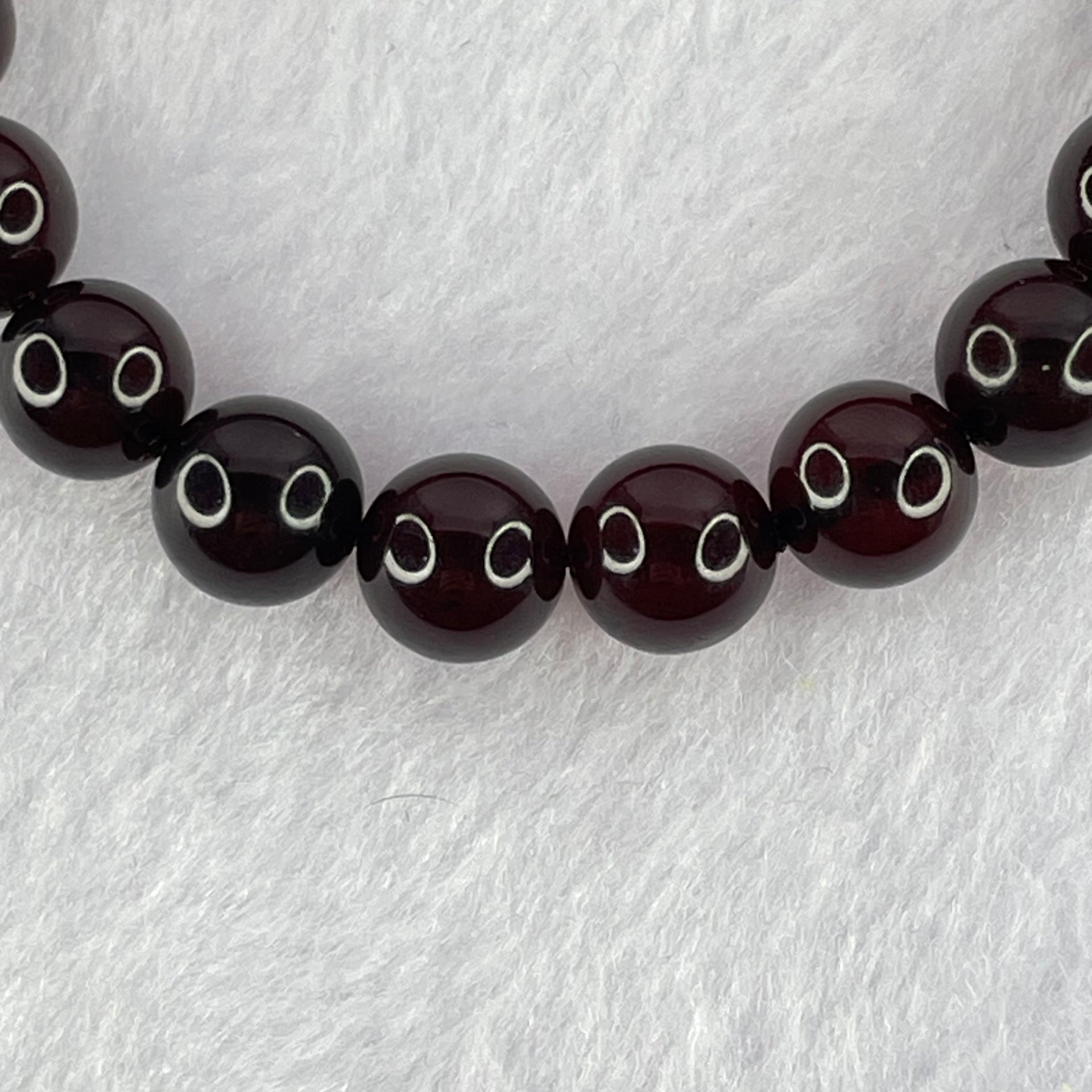 Natural Dark Blood Red Amber Beads Bracelet 天然血珀手链 7.62g 16cm 8.6mm 22 Beads - Huangs Jadeite and Jewelry Pte Ltd