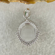 Type A Lavender and Old Mine Spicy Green Cabochon Jadeite in S925 Sliver with Crystal Charm 4.85g 14.2 by 12.2 by 7.0mm - Huangs Jadeite and Jewelry Pte Ltd