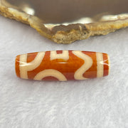 Natural Powerful Tibetan Old Oily Red Orange White Agate Sky Door Serenity 1 Eye Dzi Bead Heavenly Master (Tian Zhu) 一眼天诛 9.44g 38.1 by 12.5mm - Huangs Jadeite and Jewelry Pte Ltd