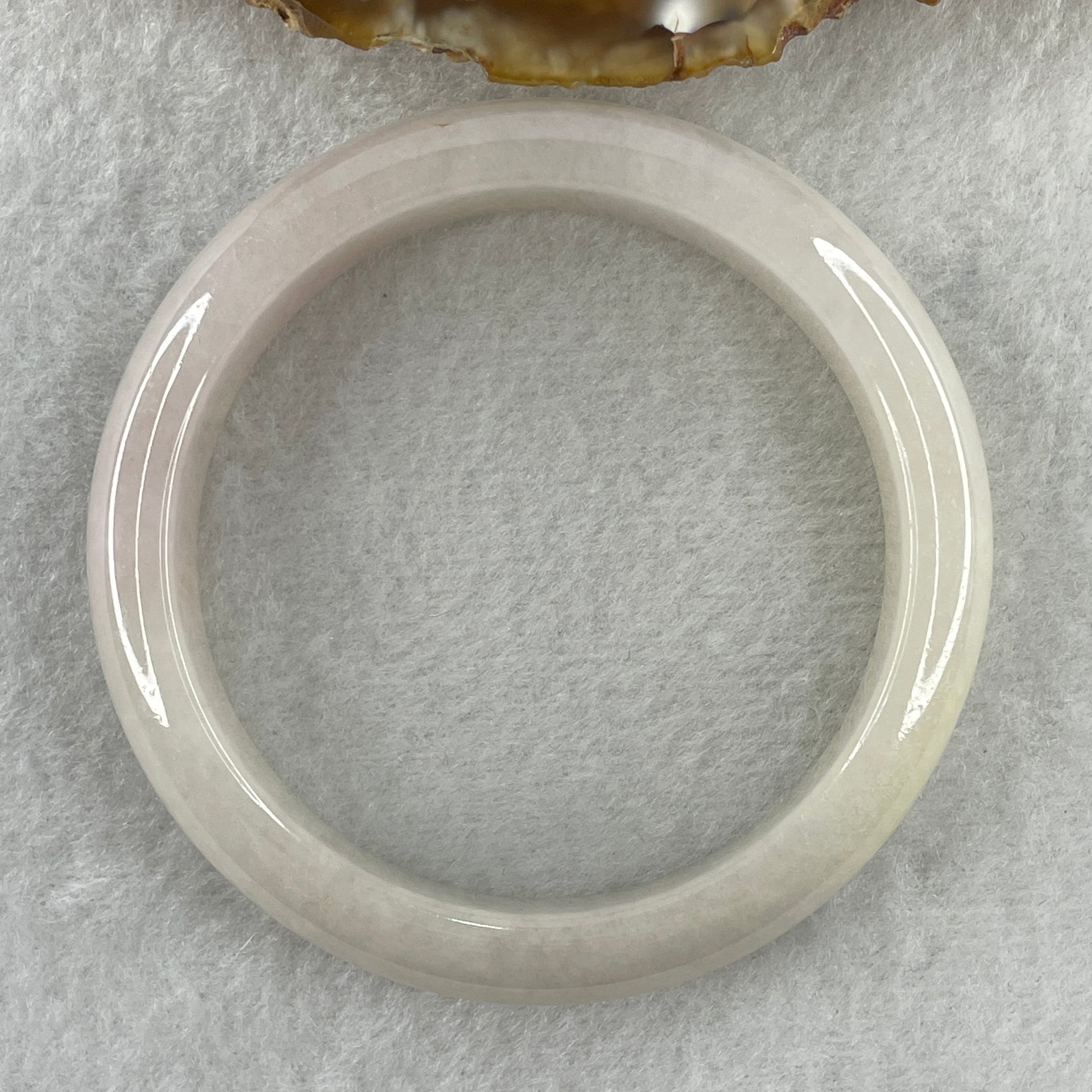 Certified Type A Natural Faint Lavender to White with Pinkish Jadeite Bangle 59.68g Inner Diameter 57.3mm 13.7 by 8.8mm (Close to Perfect) - Huangs Jadeite and Jewelry Pte Ltd