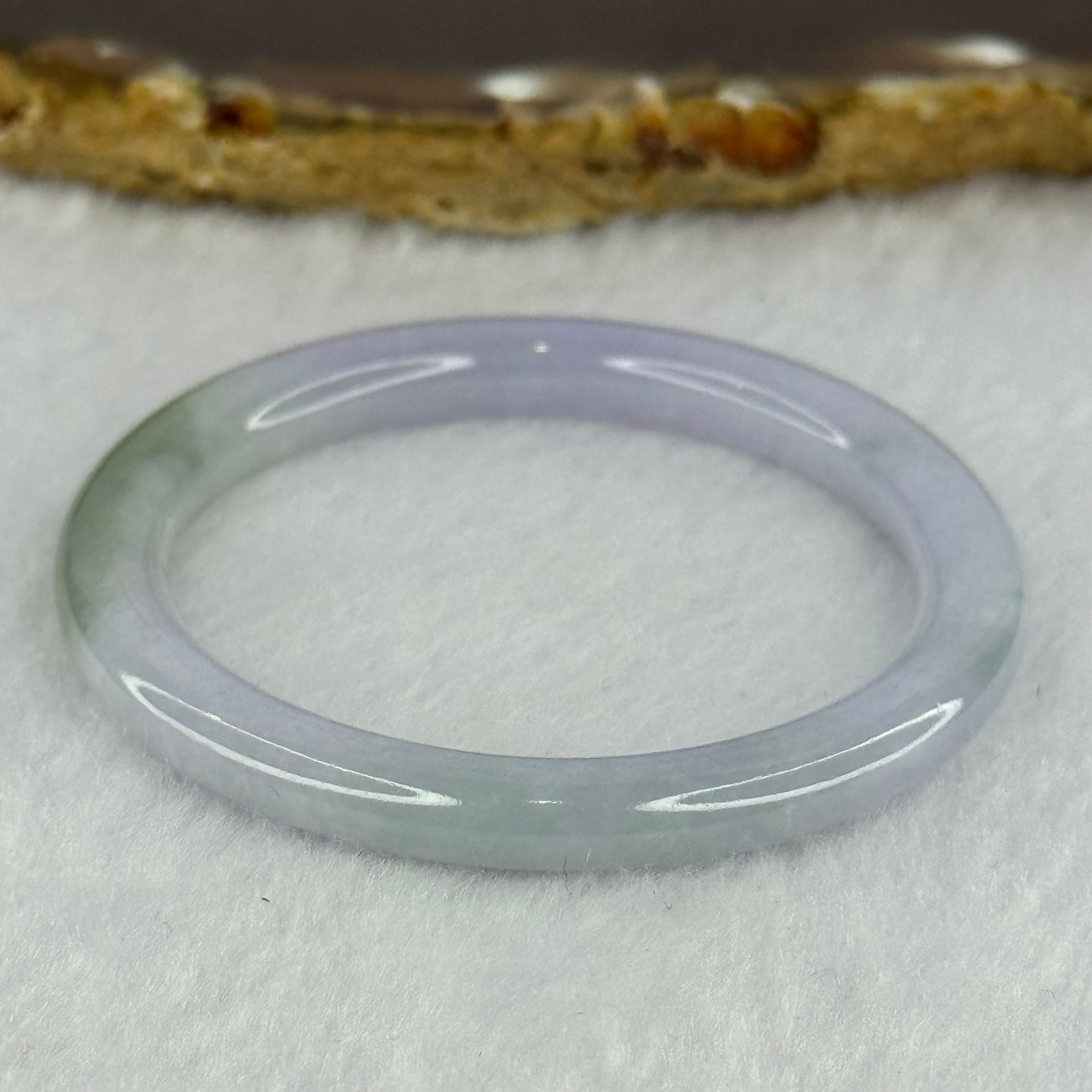 Type A Lavender with Green Patch Jadeite Bangle 15.28g Internal Diameter 42.7mm 5.7 by 6.3mm - Huangs Jadeite and Jewelry Pte Ltd