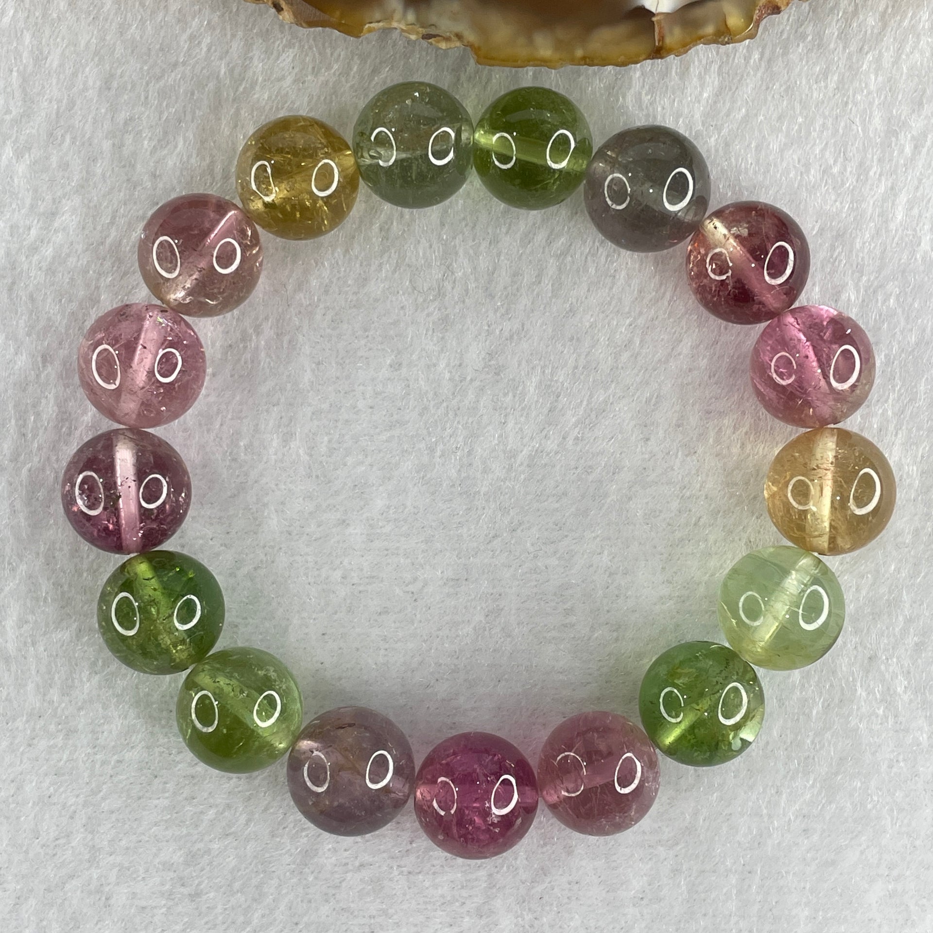 Very Good Natural Tourmaline Crystal Beads Bracelet 32.47g 14cm 10.9mm 17Beads - Huangs Jadeite and Jewelry Pte Ltd