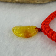 Natural Golden Yellow Amber Comb Charm in Red String Bracelet 2.57g Adjustable Size 17.1 by 11.5 by 3.3mm - Huangs Jadeite and Jewelry Pte Ltd