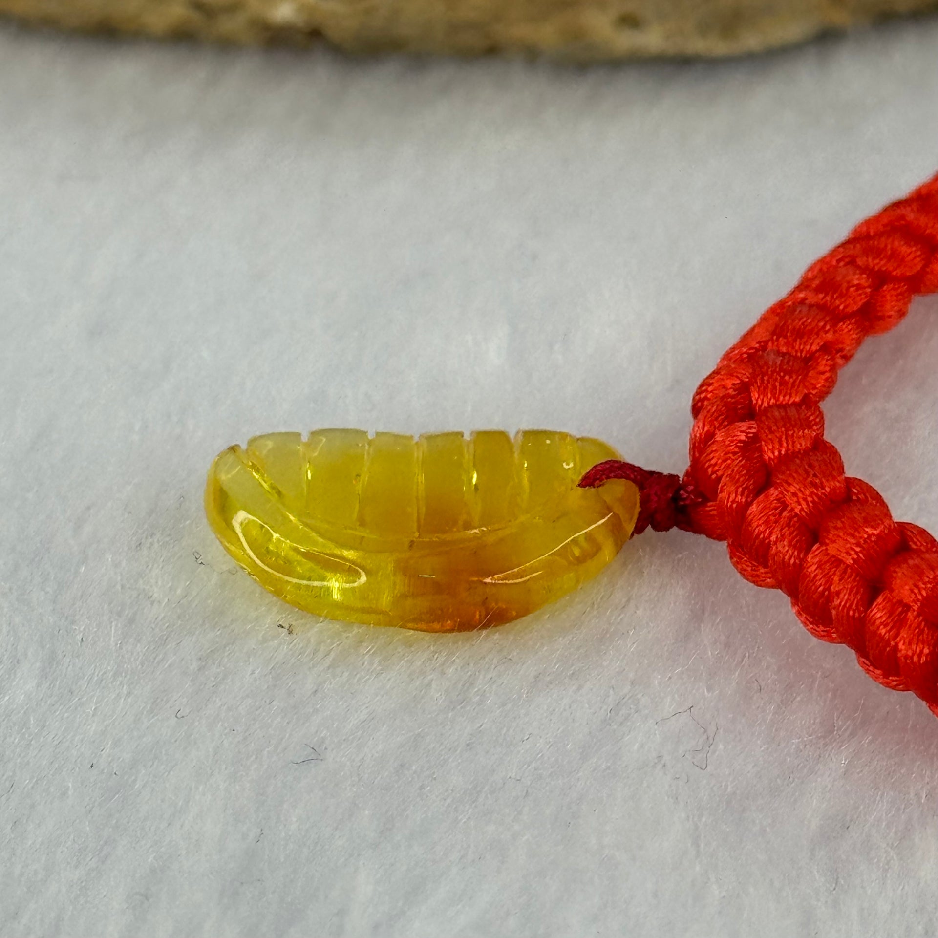 Natural Golden Yellow Amber Comb Charm in Red String Bracelet 2.57g Adjustable Size 17.1 by 11.5 by 3.3mm - Huangs Jadeite and Jewelry Pte Ltd