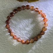 Natural Copper Rutilated Quartz Beads Bracelet 天然銅髮晶手镯 16.01g 16cm 7.9mm 25 Beads - Huangs Jadeite and Jewelry Pte Ltd