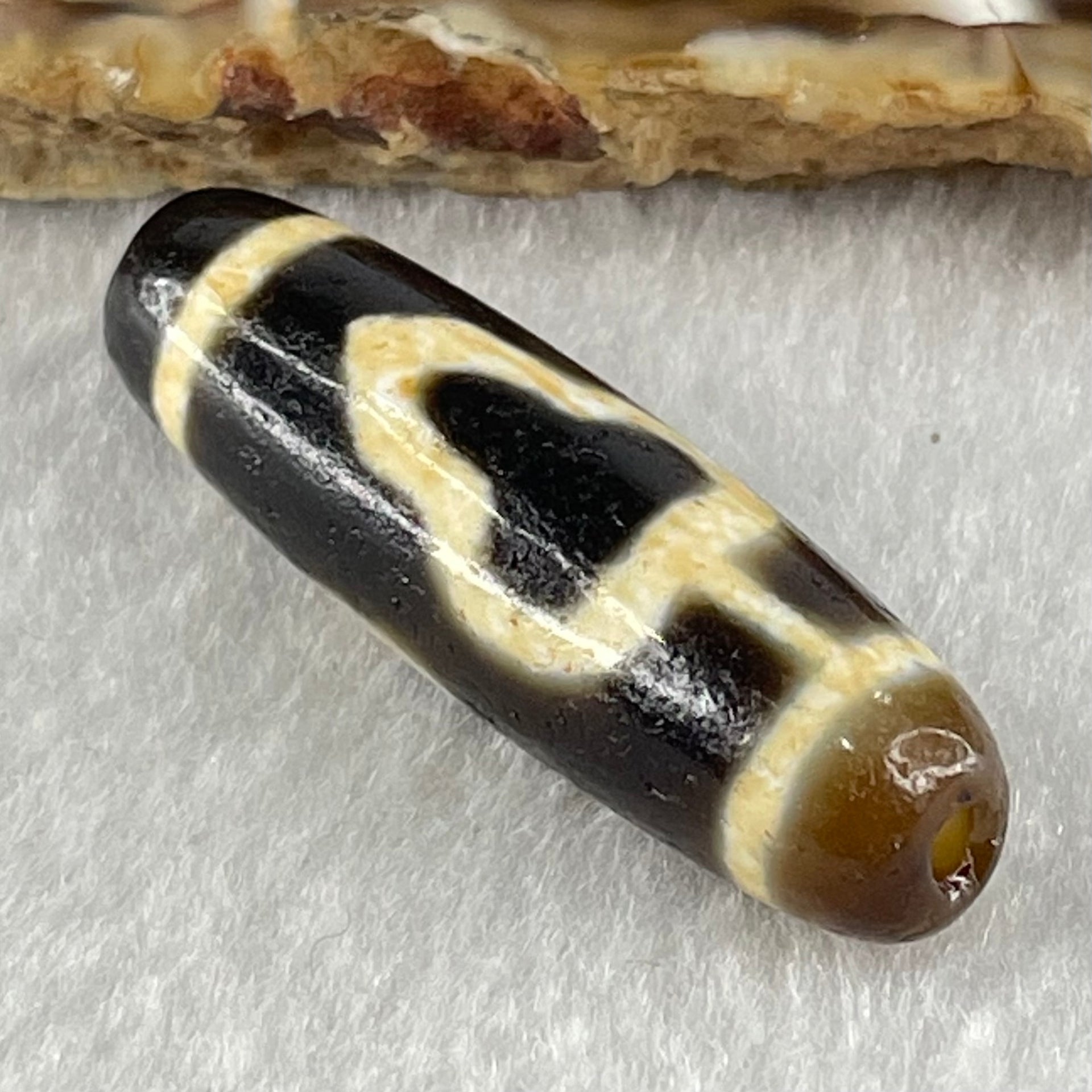 Natural Powerful Tibetan Old Oily Agate Double Bodhi Tree Bead Heavenly Master (Tian Zhu) 7.18g 37.7 by 11.3mm - Huangs Jadeite and Jewelry Pte Ltd