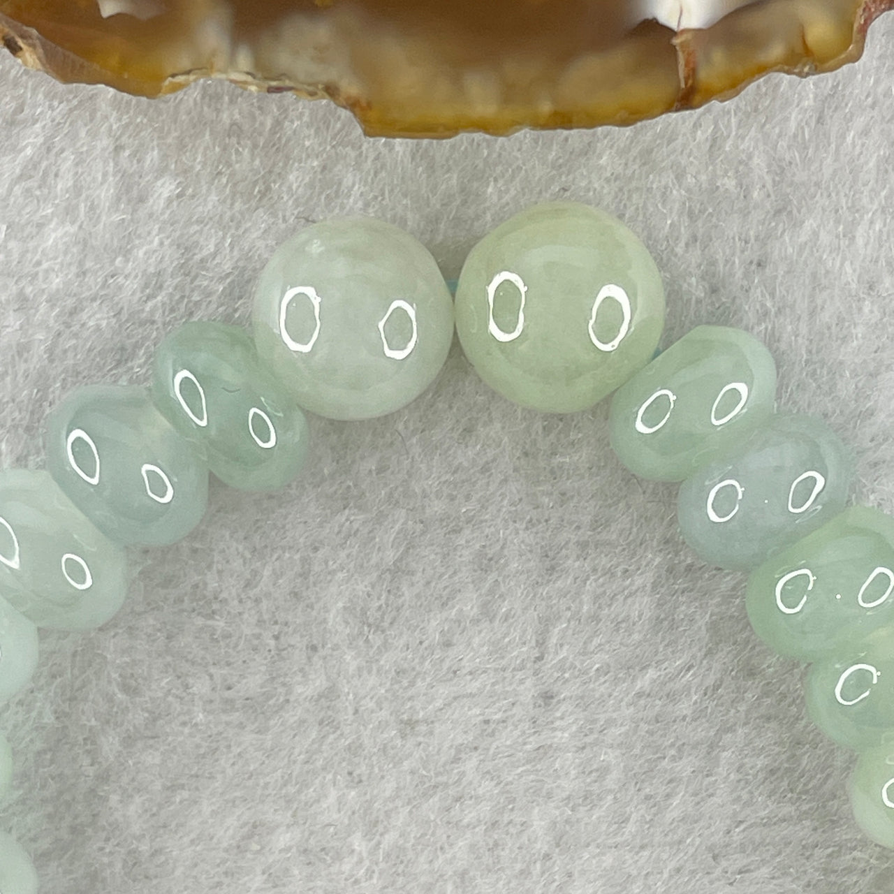 Certified Natural Type A Light Sky Blue Jadeite Donut Shape with 2 Round Beads Bracelet 28.15g 14cm 9.2mm 27 Beads 10.3mm 2 Beads