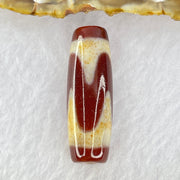 Natural Powerful Tibetan Old Oily Red Yellowish White Agate Tiger Tooth Daluo Dzi Bead Heavenly Master (Tian Zhu) 虎牙天珠 10.43g 38.4 by 13.0mm - Huangs Jadeite and Jewelry Pte Ltd