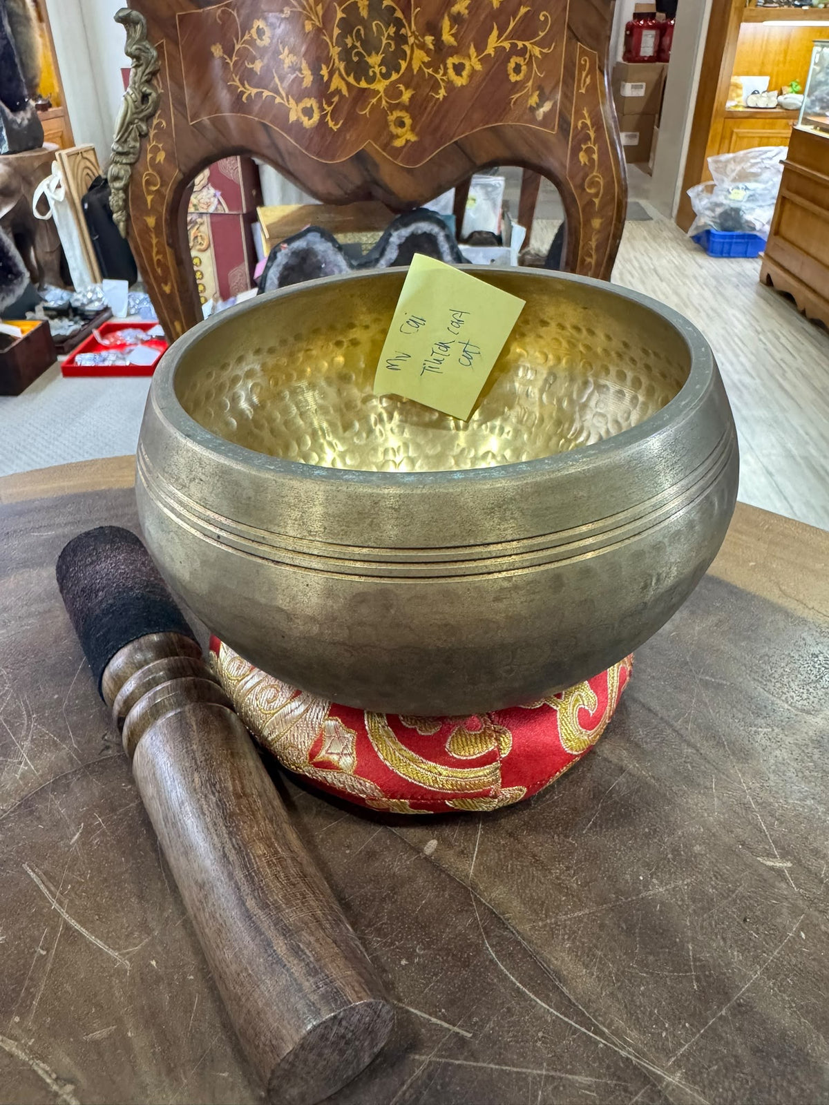 Tiktok 16cm Brass singing bowl with cushion and velvet stick - Huangs Jadeite and Jewelry Pte Ltd