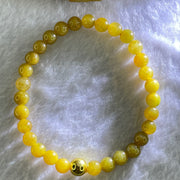 Type A Brownish Yellow Jadeite Beads Bracelet 15.55g 17.5cm 7.0mm 30 Beads (Burned) - Huangs Jadeite and Jewelry Pte Ltd