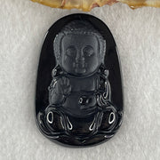 Type A Opaque to Partial Translucent Black Omphacite Jadeite Baby Buddha Pendant 13.75g 42.0 by 28.2 by 8.6mm - Huangs Jadeite and Jewelry Pte Ltd