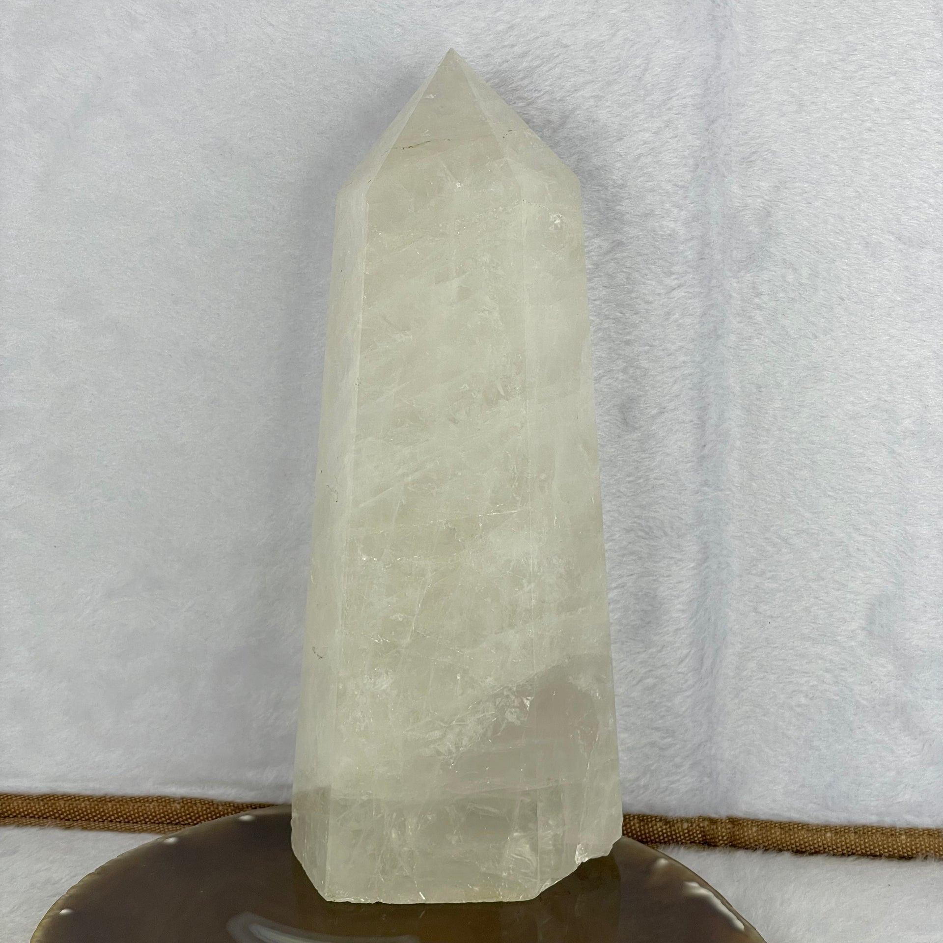 Natural Milky Quartz Tower Display 1,069.8g 180.0 by 77.0 by 52.2mm - Huangs Jadeite and Jewelry Pte Ltd