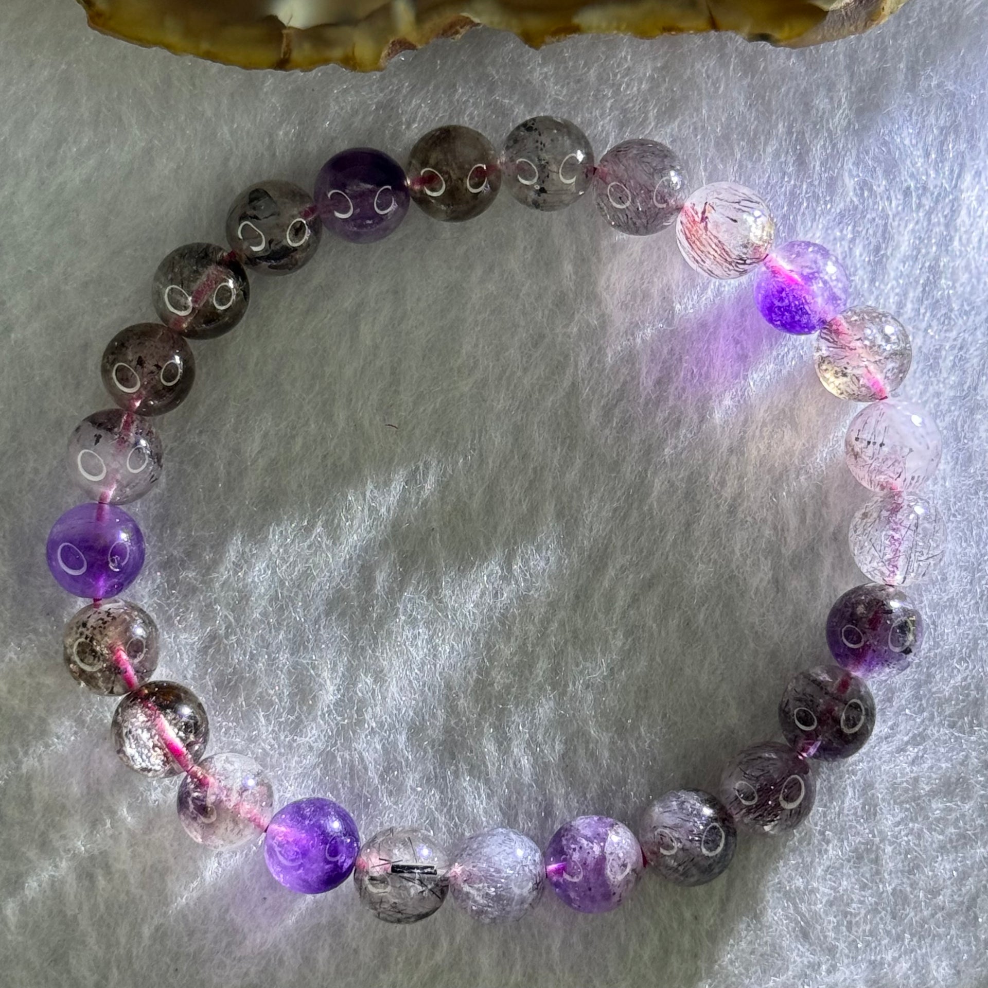 Natural Super 7 Beads Bracelet 19.26g 17cm 8.3mm 25 Beads - Huangs Jadeite and Jewelry Pte Ltd