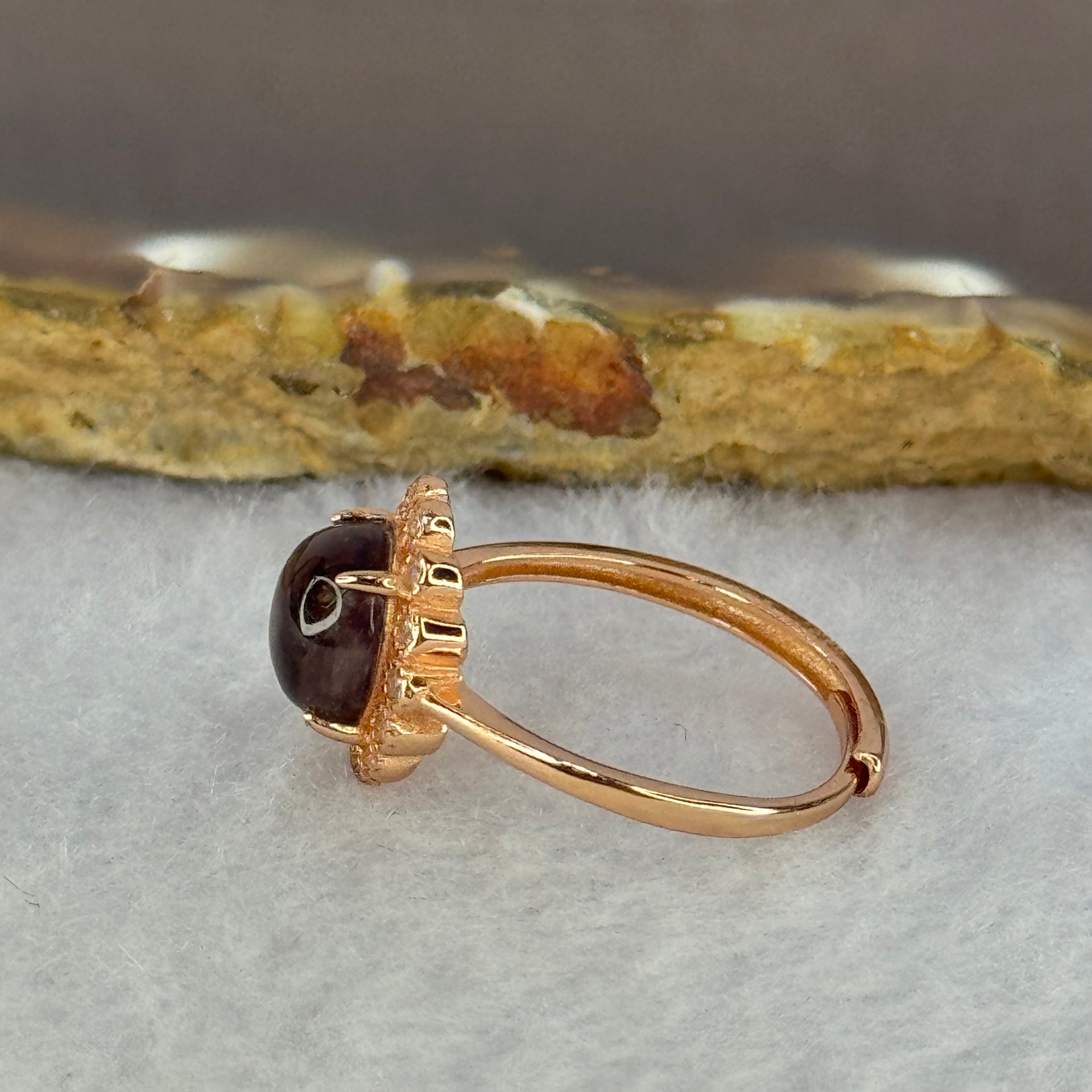 Good Grade Natural Auralite 23 in S925 Silver Rose Gold Color Ring (Adjustable Ring) 2.03g 7.9 by 4.0mm - Huangs Jadeite and Jewelry Pte Ltd