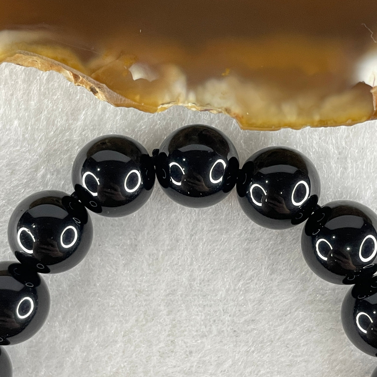 Natural Black Moldavite Meteorite Crystal Beads Bracelet 26.16g 17.5cm 10.1mm 21 Beads