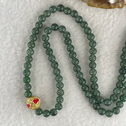 Certified Natural Type A Semi icy Blueish Green Jadeite Beads Necklace 29.75g 58cm 5.2mm 122 Beads - Huangs Jadeite and Jewelry Pte Ltd