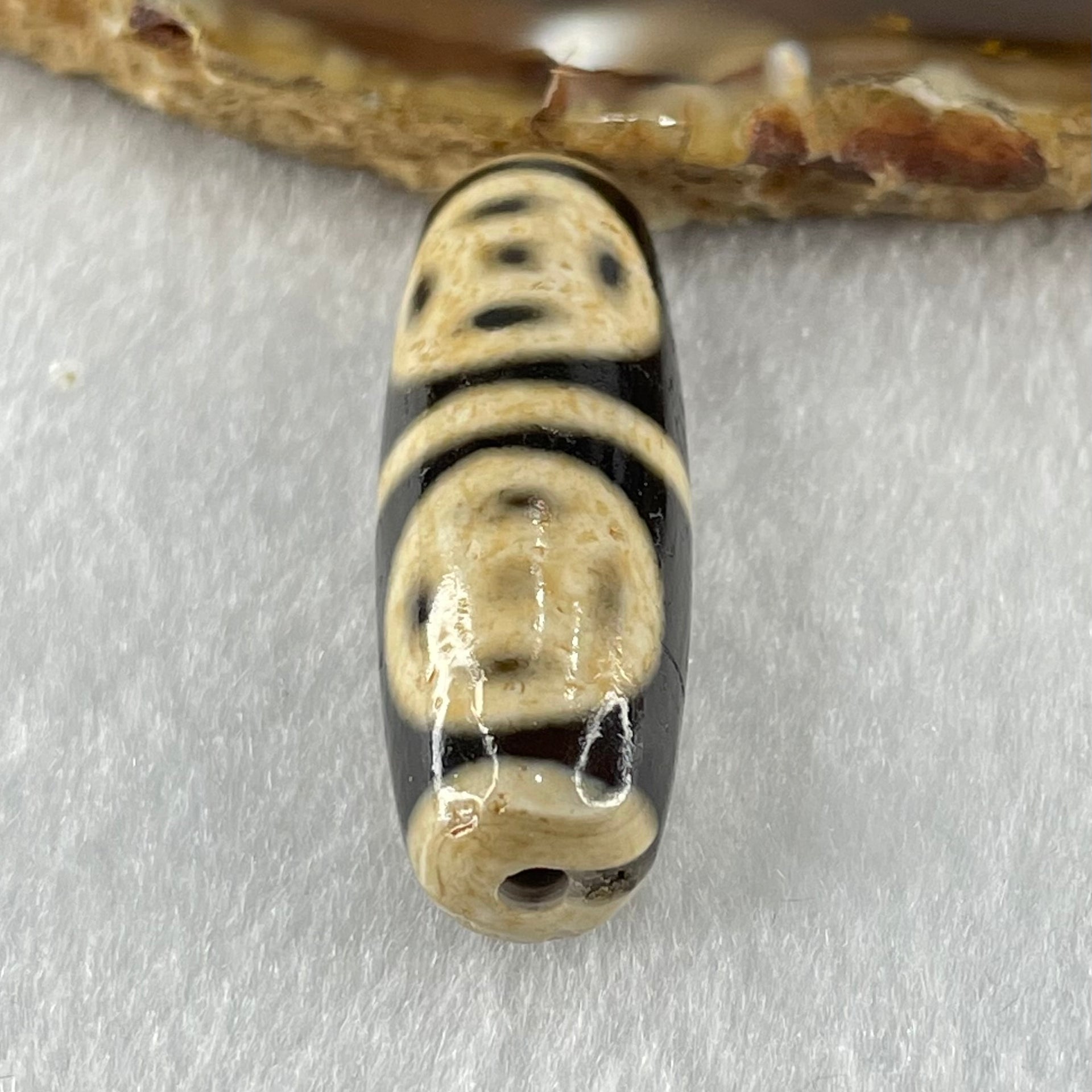 Natural Powerful Tibetan Old Oily Agate Four Coins Dzi Bead Heavenly Master (Tian Zhu) 9.29g 36.9 by 12.7mm - Huangs Jadeite and Jewelry Pte Ltd