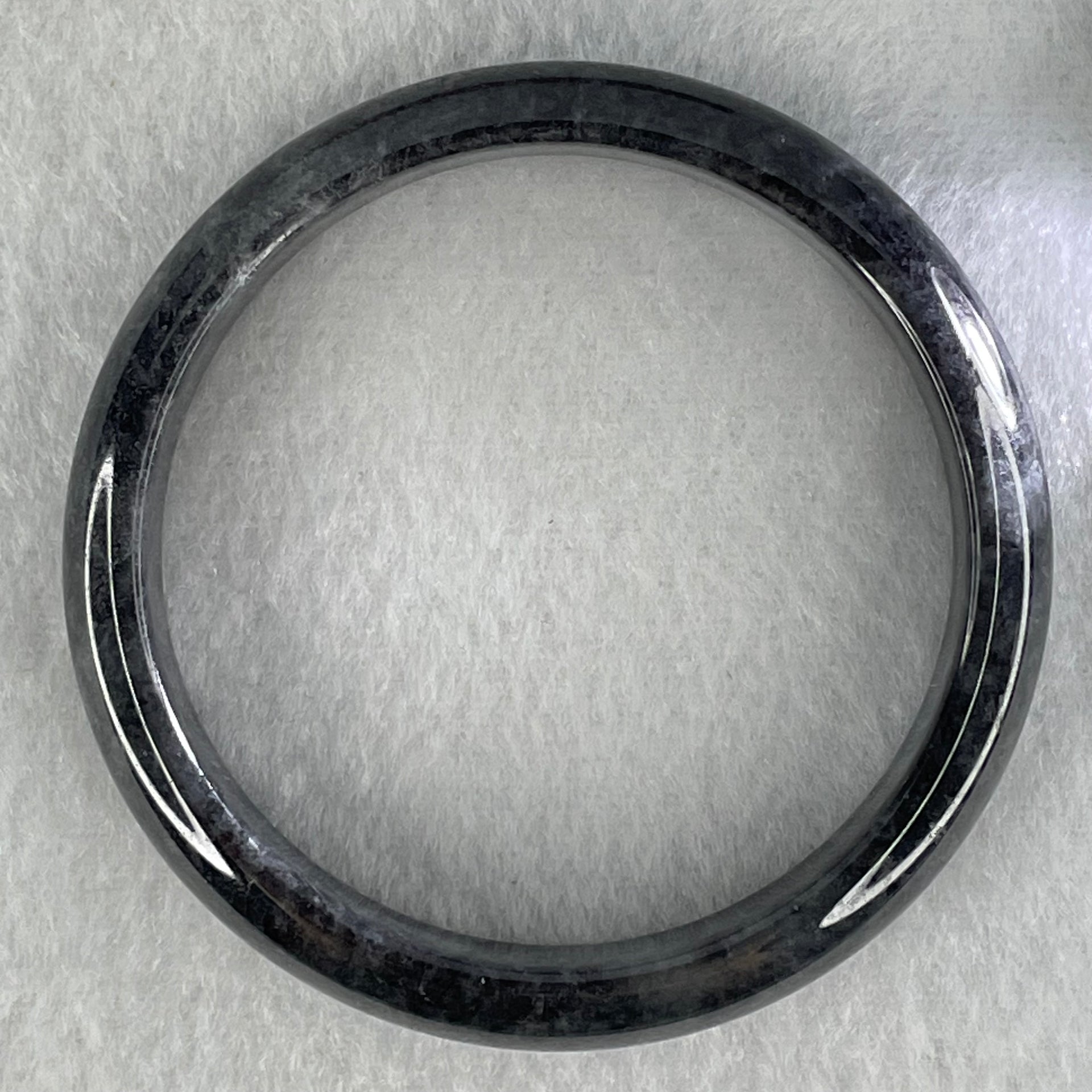 Type A Wuji Grey Black Jadeite Bangle Internal Diameter 52.0mm 32.69g 11.2 by 6.5mm (Very Slight Fine Internal Lines) - Huangs Jadeite and Jewelry Pte Ltd