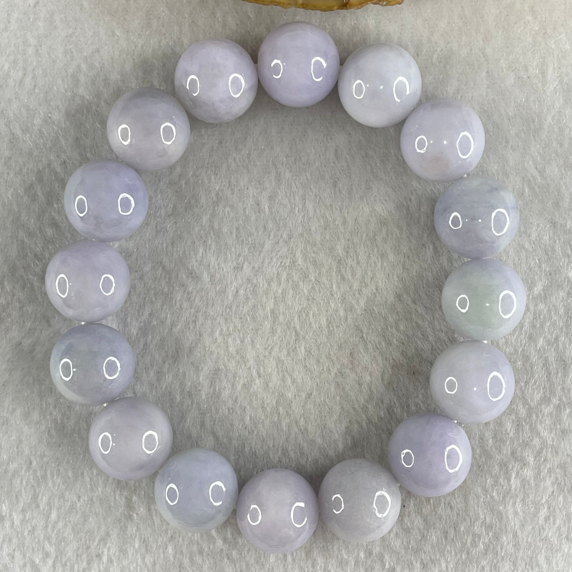Type A Lavender Jadeite Beads Bracelet 52.68g 15.5cm 12.5mm 16 Beads - Huangs Jadeite and Jewelry Pte Ltd