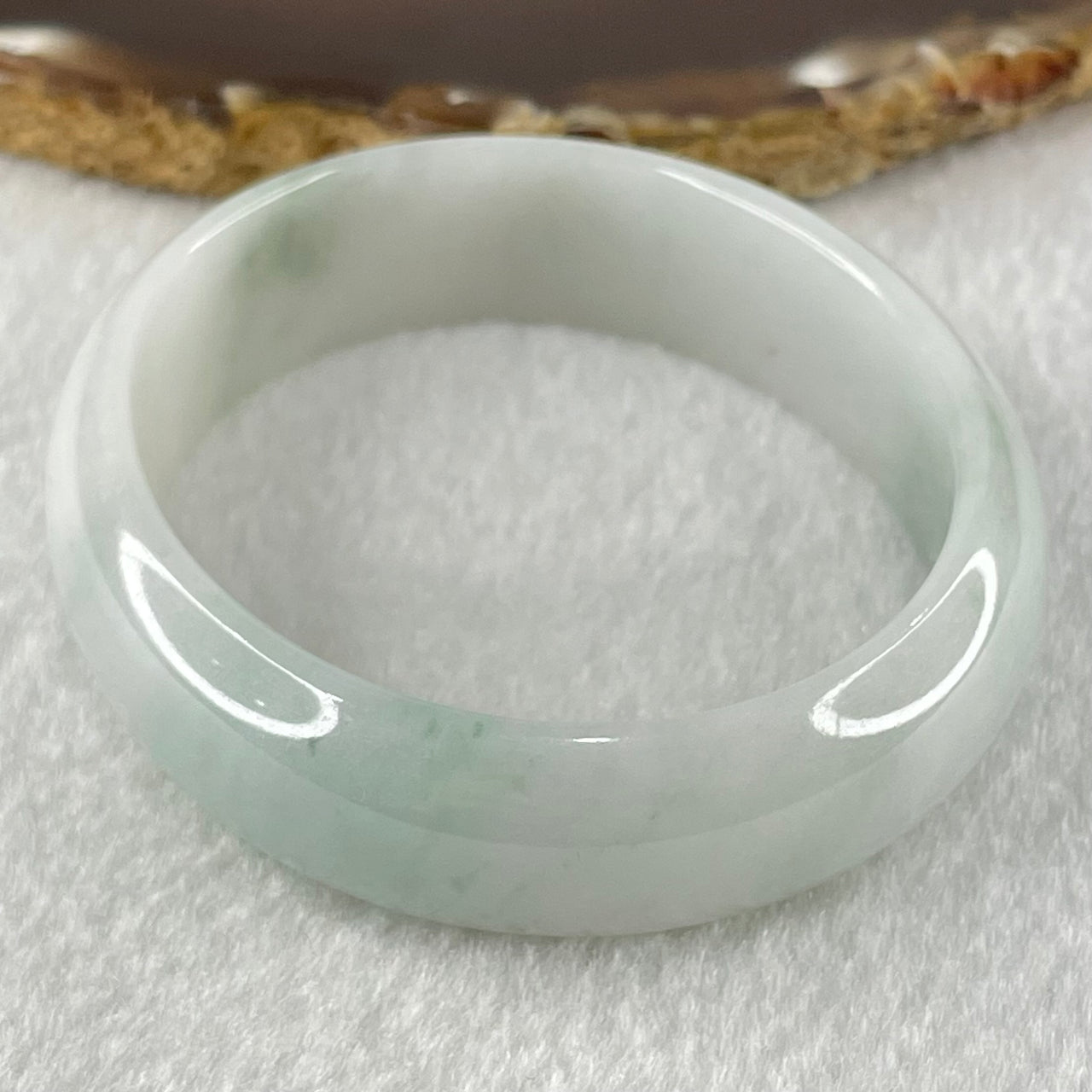 Type A Faint Lavender Green Jadeite Oval Bangle 45.43g Internal Diameter 55.8mm 15.8 by 6.3mm (Internal Lines) - Huangs Jadeite and Jewelry Pte Ltd