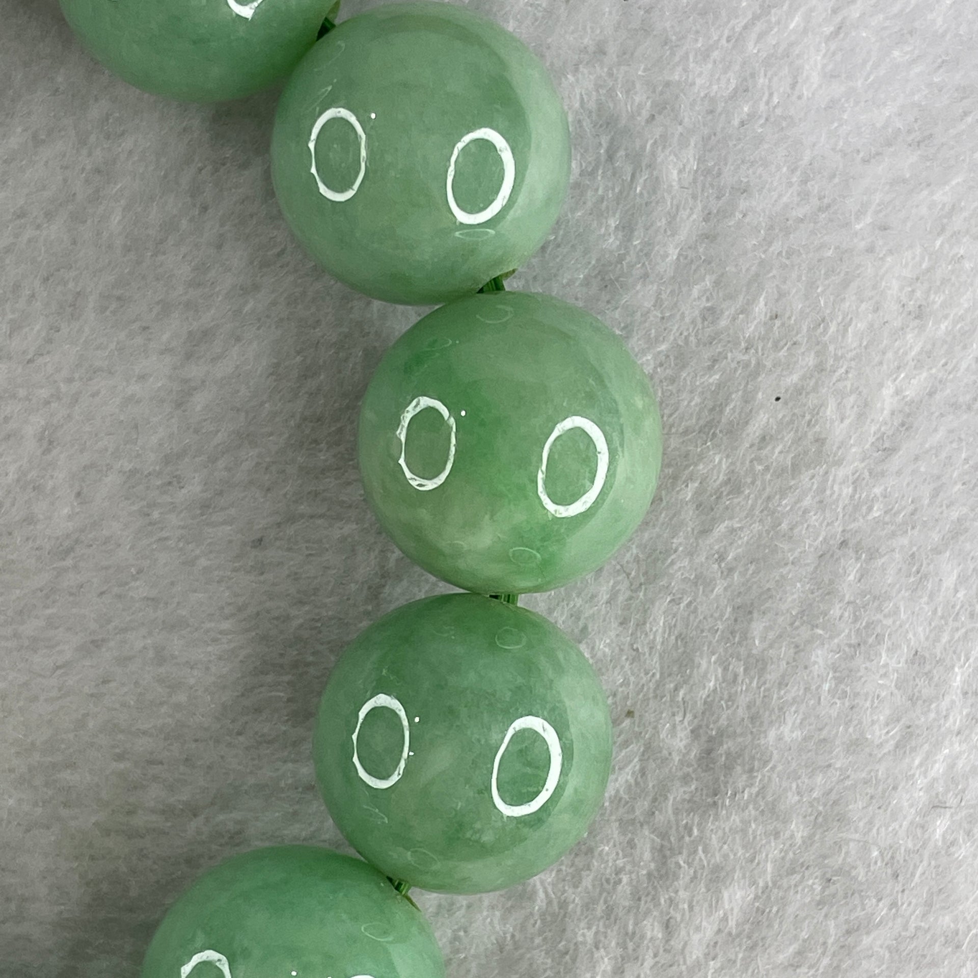 Rare Type A Burmese Apple Green Jade Jadeite Beads Bracelet 76.93g 14.8mm 14 beads 16cm - Huangs Jadeite and Jewelry Pte Ltd