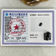 Type A Translucent Black Omphacite Jadeite Round Cabouchon Stone For Setting 1.26g 14.5 by 8.8 by 4.9mm - Huangs Jadeite and Jewelry Pte Ltd