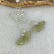Type A Icy Brownish Green Jadeite Butterfly in S925 Sliver Earrings 2.43g 22.7 by 9.7 by 2.1mm - Huangs Jadeite and Jewelry Pte Ltd