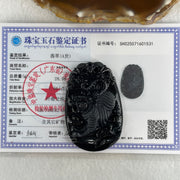 Type A Opaque to Partial Translucent Black Omphacite Jadeite Downhill Tiger Pendant 28.98g 60.9 by 39.8 by 9.0mm - Huangs Jadeite and Jewelry Pte Ltd