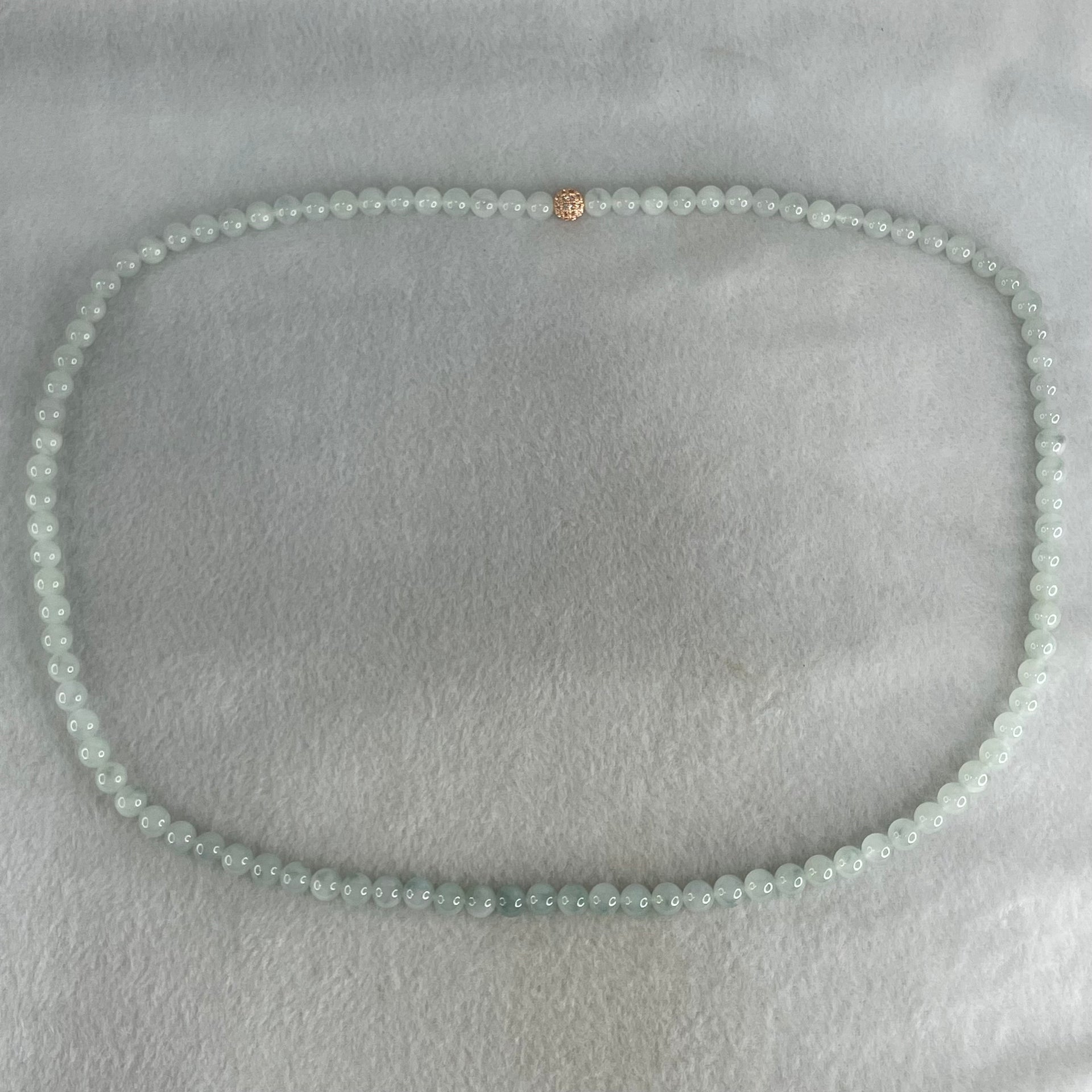 Type A White to Faint Blue Jadeite Beads Necklace 60.72g 66cm 7.1mm 98 Beads - Huangs Jadeite and Jewelry Pte Ltd