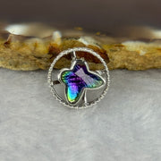 Natural Meteorite Spinning Purple with Yellow Color Butterfly Charm in S925 Silver 1.74g 13.1 by 6.0mm - Huangs Jadeite and Jewelry Pte Ltd
