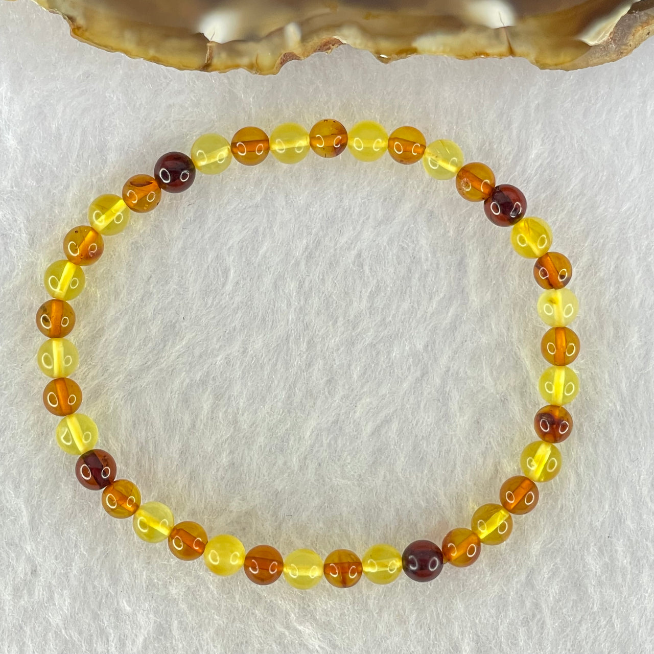 Natural Mixed Color Amber Beads Bracelet 2.50g 16.5cm 5.1mm 38 Beads - Huangs Jadeite and Jewelry Pte Ltd