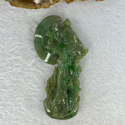 Type A Green Jadeite Dragon Axe with Ingot Pendent 36.64g 69.6 by 36.6 by 11.4mm - Huangs Jadeite and Jewelry Pte Ltd