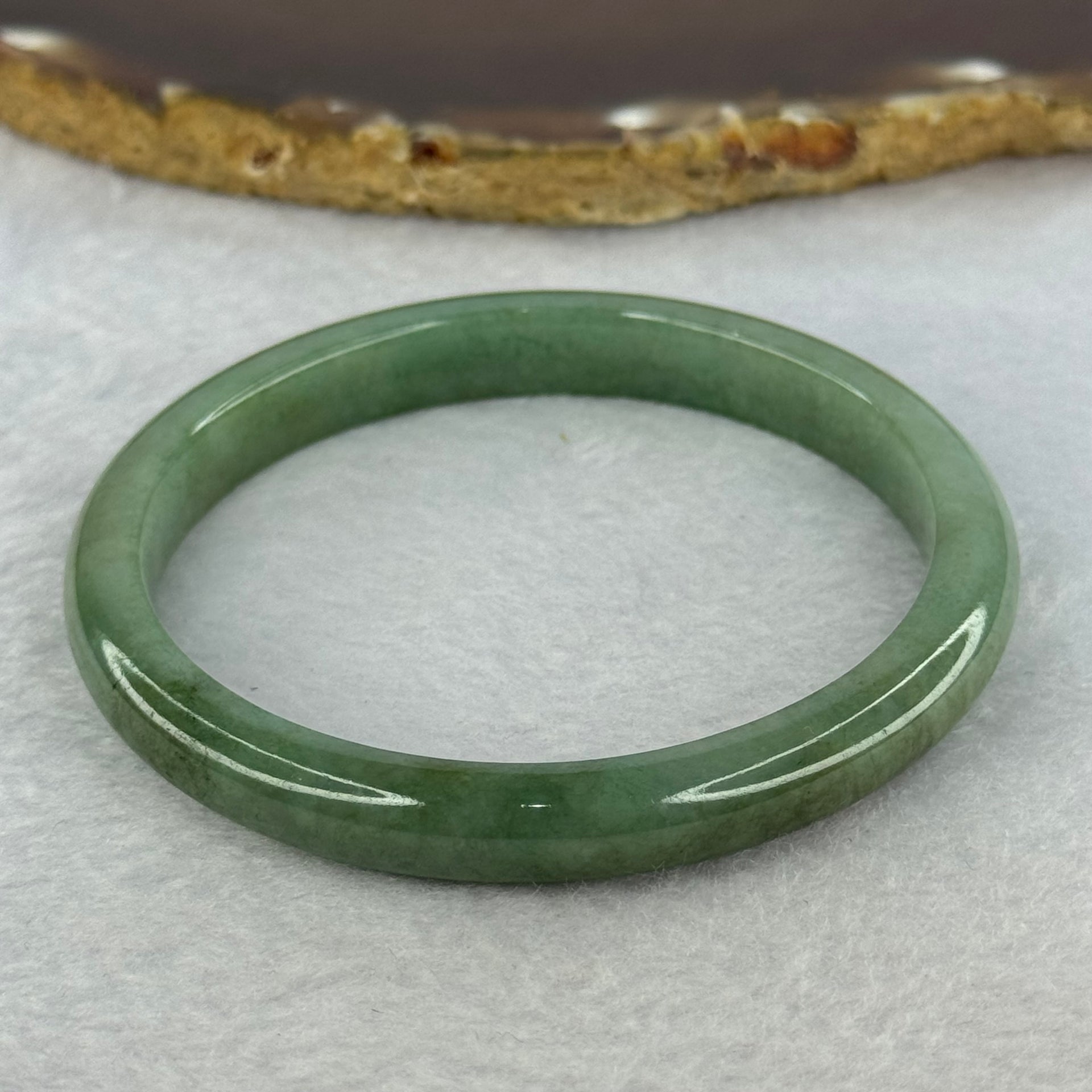 Type A Green and Dark Brown Patch Jadeite Bangle 33.95g Internal 59.3mm 9.1 by 7.1mm - Huangs Jadeite and Jewelry Pte Ltd