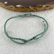 Natural Type A Semi Icy Green with Dark Green Patches Jadeite Fish with Flower on String Bracelet 1.59g 15-18cm 15.6 by 7.9 by 3.5mm - Huangs Jadeite and Jewelry Pte Ltd