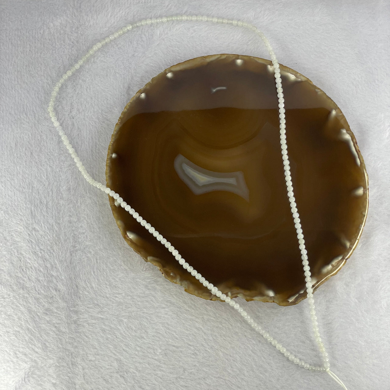 Type A Semi Icy White to Faint Green Jadeite Beads Necklace 13.62g 3.6mm Beads 189 Beads - Huangs Jadeite and Jewelry Pte Ltd