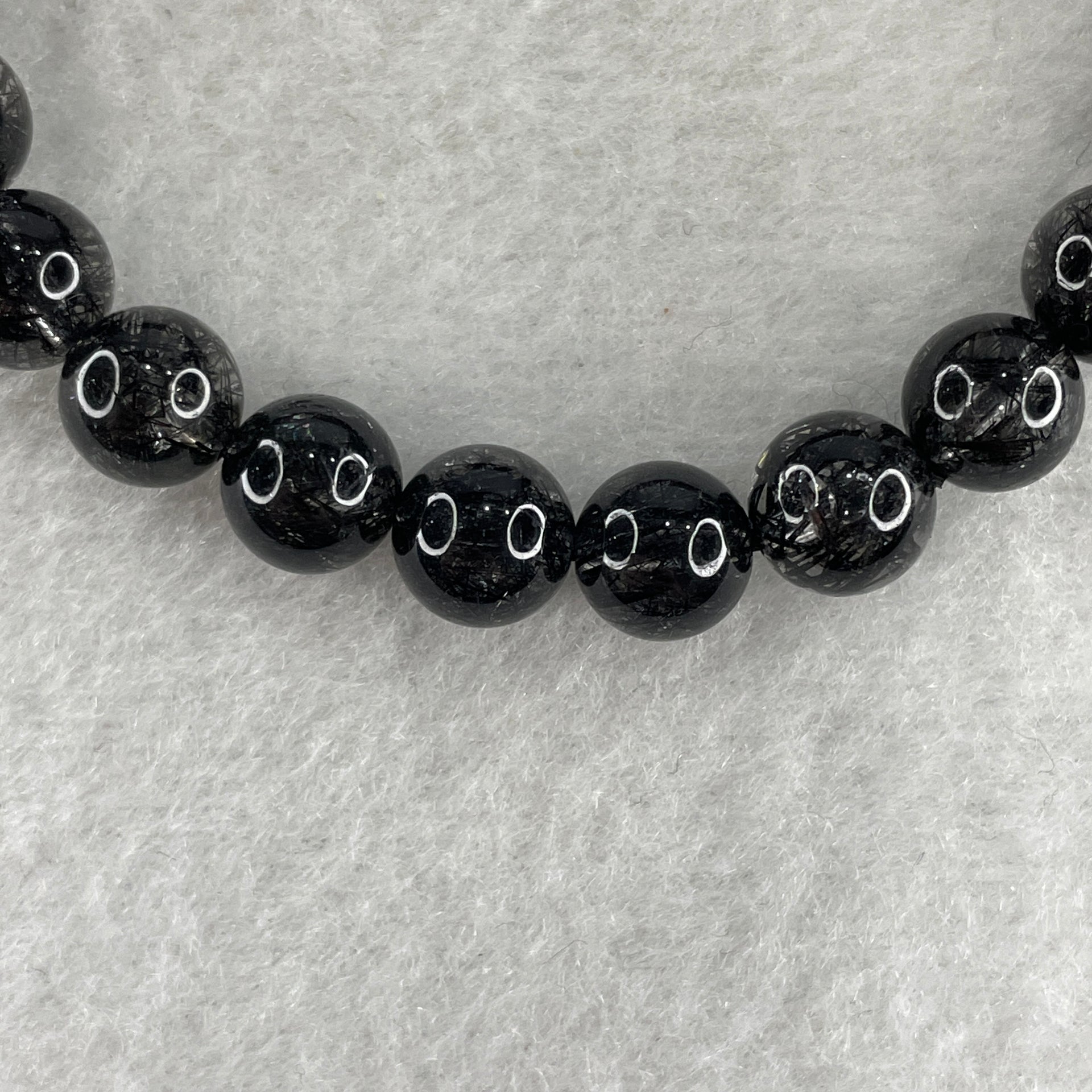 Natural Black Rutilated Quartz with Strawberry Quartz Beads Bracelet 17.79g 16cm 8.2mm 22Beads - 9.4mm 1Bead - Huangs Jadeite and Jewelry Pte Ltd