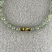 Natural Type A Semi Icy Light Green & Wuji Piao Hua Jadeite Beads Bracelet |(10.15g | 15.5cm | 5.8mm x 32 Beads | Heart, Root & Throat Chakra Synergy, "Wuji" Spatial Shield & Feng Shui Serenity Anchor) - Huangs Jadeite and Jewelry Pte Ltd