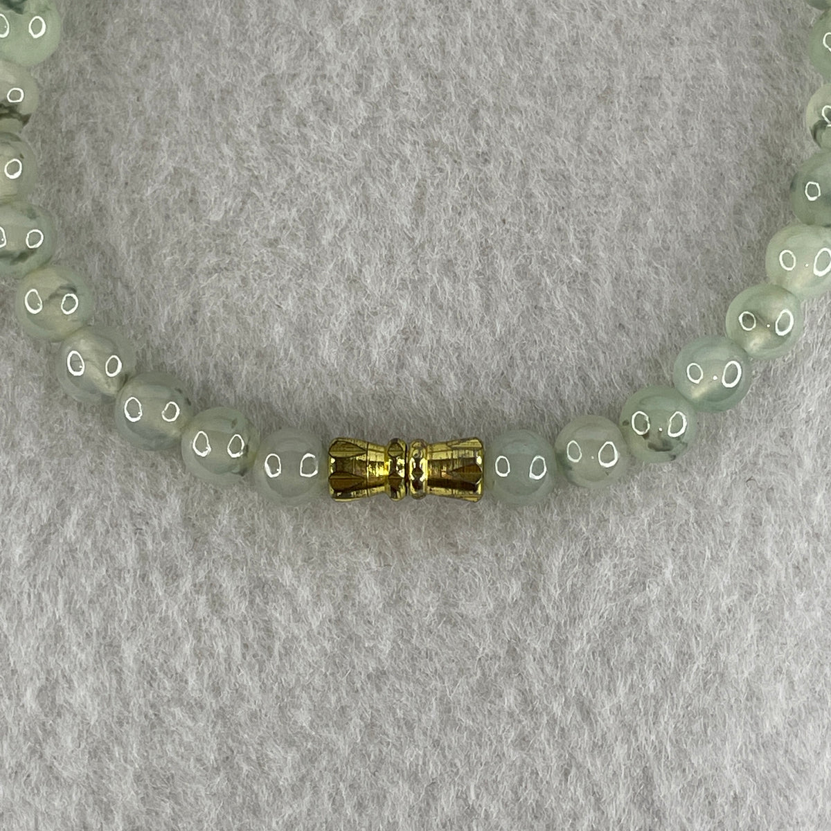 Natural Type A Semi Icy Light Green & Wuji Piao Hua Jadeite Beads Bracelet |(10.15g | 15.5cm | 5.8mm x 32 Beads | Heart, Root & Throat Chakra Synergy, "Wuji" Spatial Shield & Feng Shui Serenity Anchor) - Huangs Jadeite and Jewelry Pte Ltd