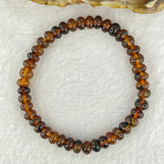 Natural Dark Brownish Yellow Medicine Amber Beads Bracelet 天然抚顺药珀手链 4.29g 14.5cm 6.5mm 43 Beads - Huangs Jadeite and Jewelry Pte Ltd