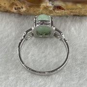 Natural Type A Green Jadeite Ring in S925 Sliver 2.44g 9.6 by 7.3 by 4.5mm US 6.7 Hk 14.8 - Huangs Jadeite and Jewelry Pte Ltd