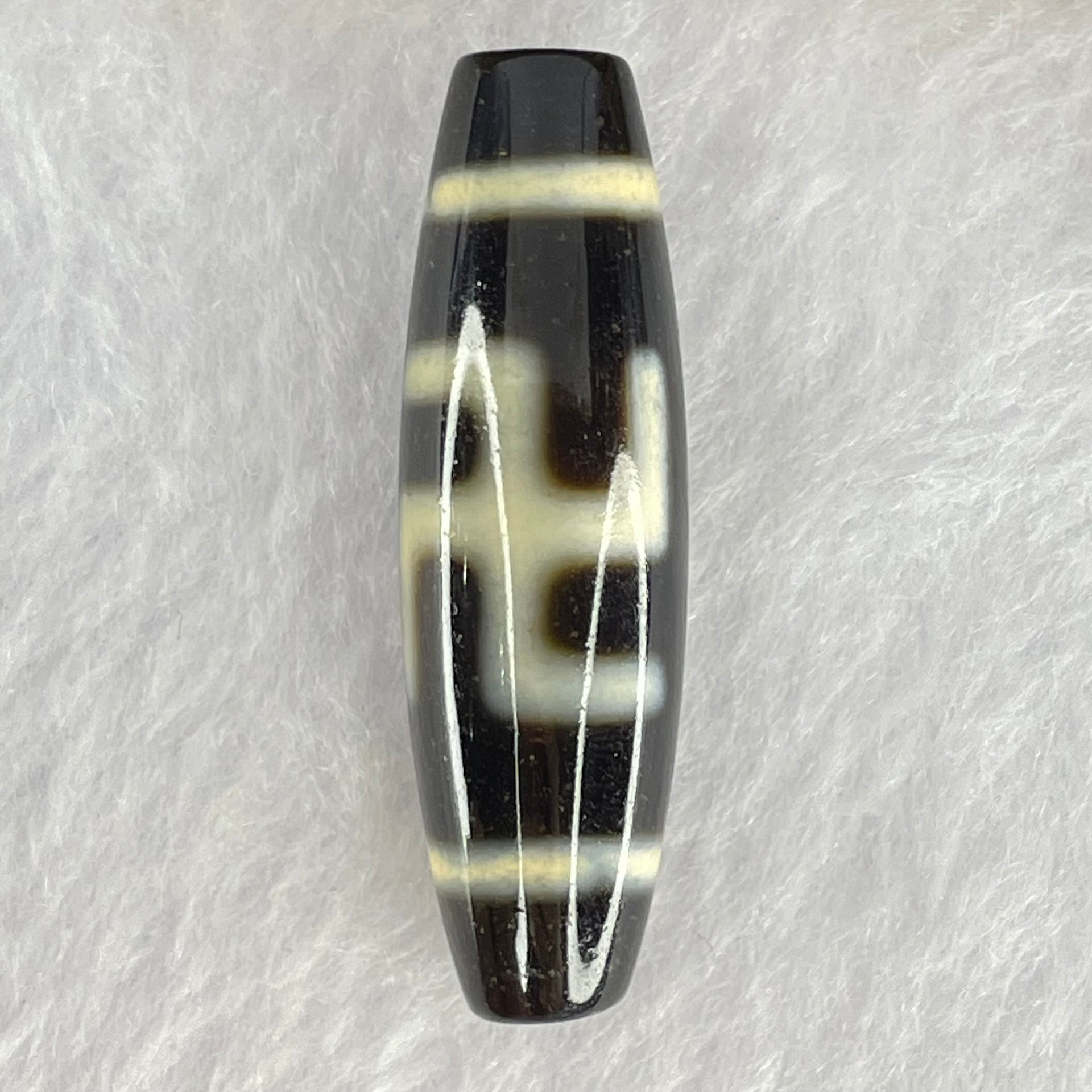 Natural Powerful Tibetan Old Oily Agate 1 Eye With Swastika Dzi Bead (Hotu Dzi) 7.60g 38.3 by 11.7mm - Huangs Jadeite and Jewelry Pte Ltd