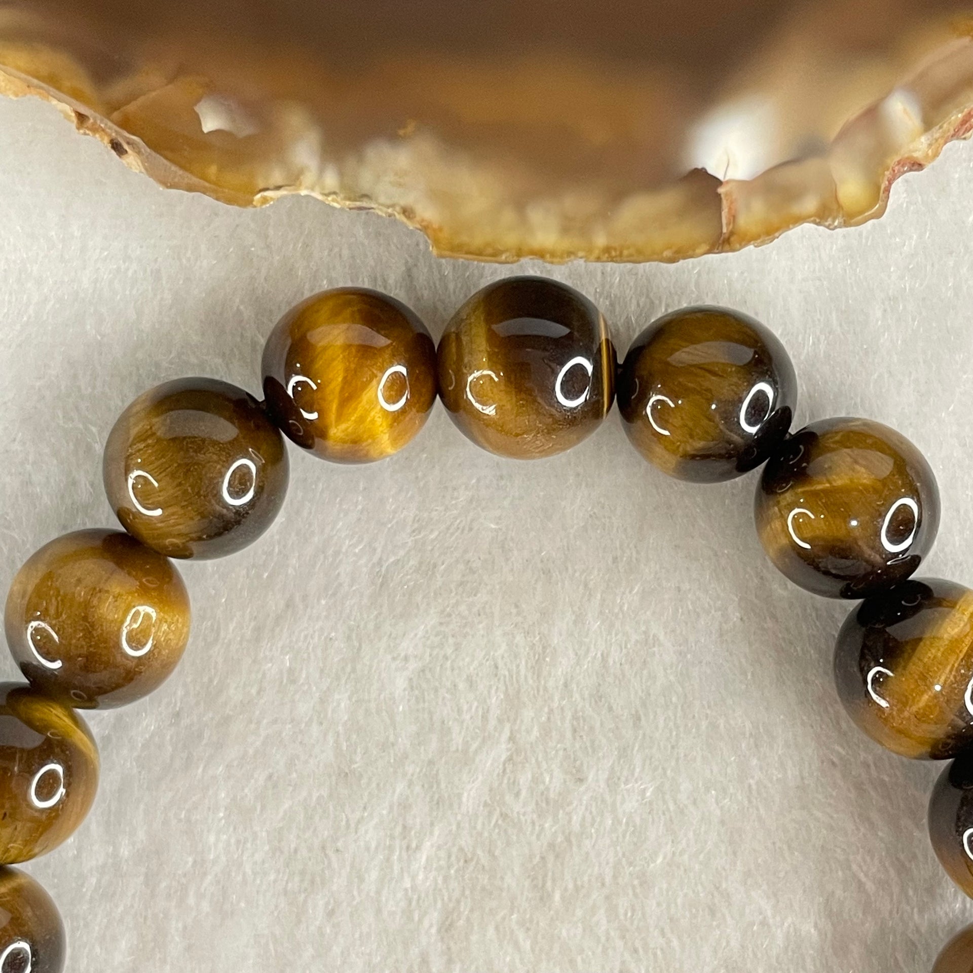 Natural Yellow Tiger's Eye Quartz Beads Bracelet 25.54g 15cm 10.0mm 19 Beads - Huangs Jadeite and Jewelry Pte Ltd