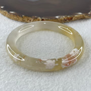 Natural Faint Yellow Flower Agate Bangle 52.77g Internal Diameter 60.6mm 11.0 by 10.7mm (Perfect) - Huangs Jadeite and Jewelry Pte Ltd