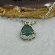 Type A Icy Blueish Green Jadeite Hulu Pendent in S925 Sliver Necklace 3.19g 11.1 by 8.2 by 2.5mm - Huangs Jadeite and Jewelry Pte Ltd