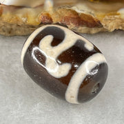 Natural Powerful Tibetan Old Oily Black White Agate Green Tara Dzi Bead Heavenly Master (Tian Zhu) 绿度母天珠 4.79g 17.6 by 13.2mm - Huangs Jadeite and Jewelry Pte Ltd