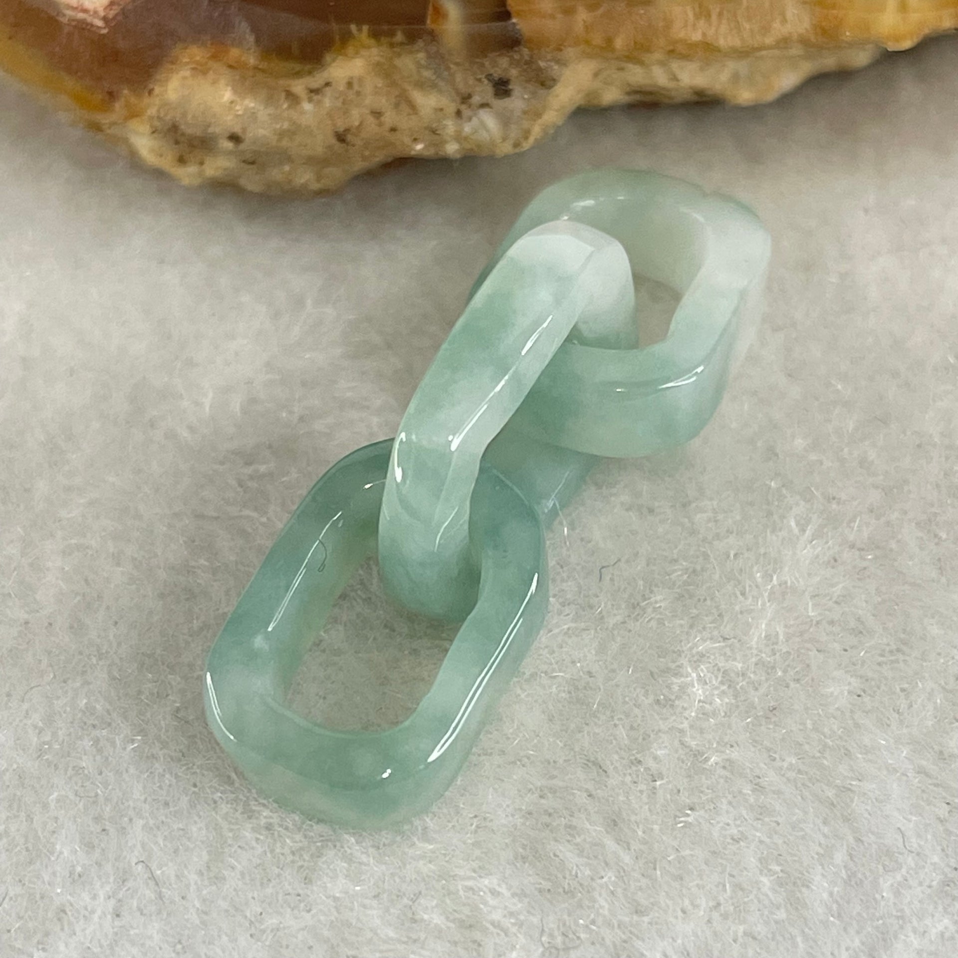 Type A Blueish Green with Faint White Jadeite Rolo Link Chain for Setting 2.41g 15.1 by 10.2 by 3.3mm - Huangs Jadeite and Jewelry Pte Ltd