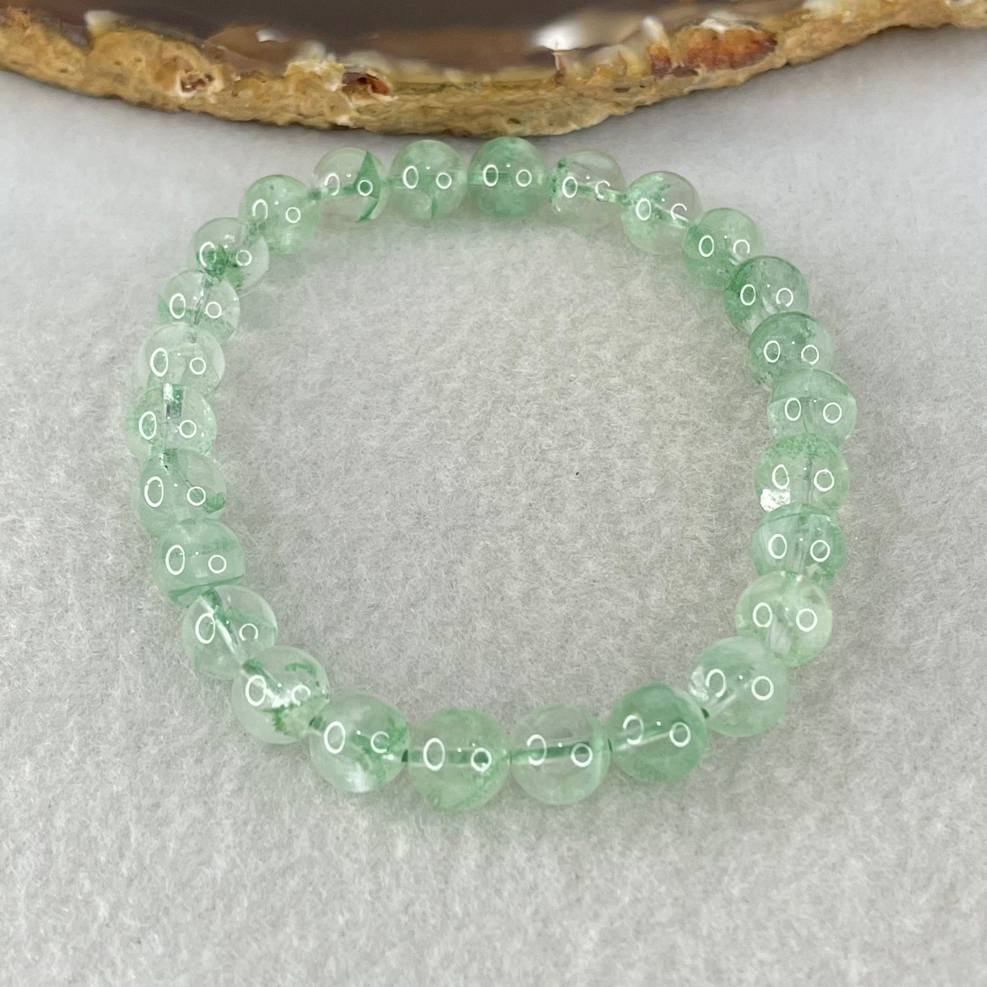 Special Grade Natural Green Phantom Quartz Bracelet 13.04g 16cm 7.3mm 26 Beads - Huangs Jadeite and Jewelry Pte Ltd