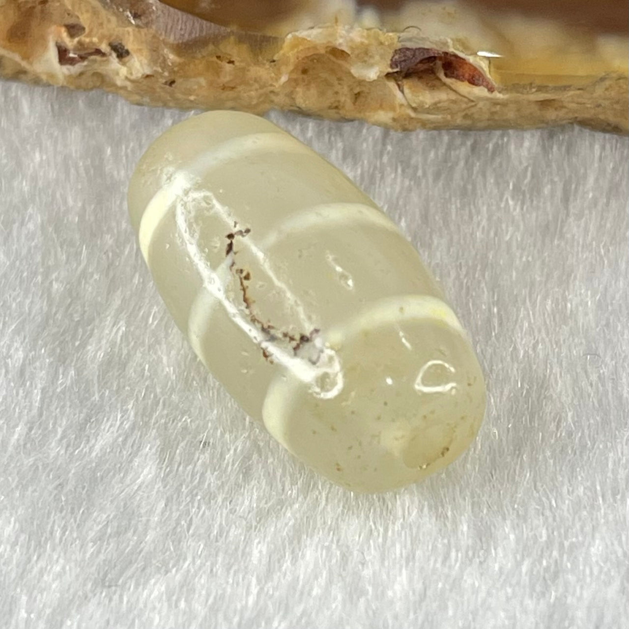 Natural Powerful Tibetan Old Oily Agate 3-Lines Dzi Bead Heavenly Master (Tian Zhu) 三行天诛 3.31g 20.2 by 10.7mm - Huangs Jadeite and Jewelry Pte Ltd
